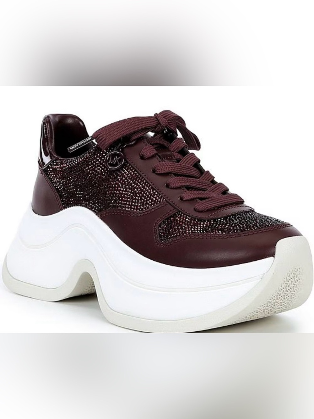 Michael Kors Arla Almond Toe Trainer Sneakers - Oxblood Burgundy - Size 9